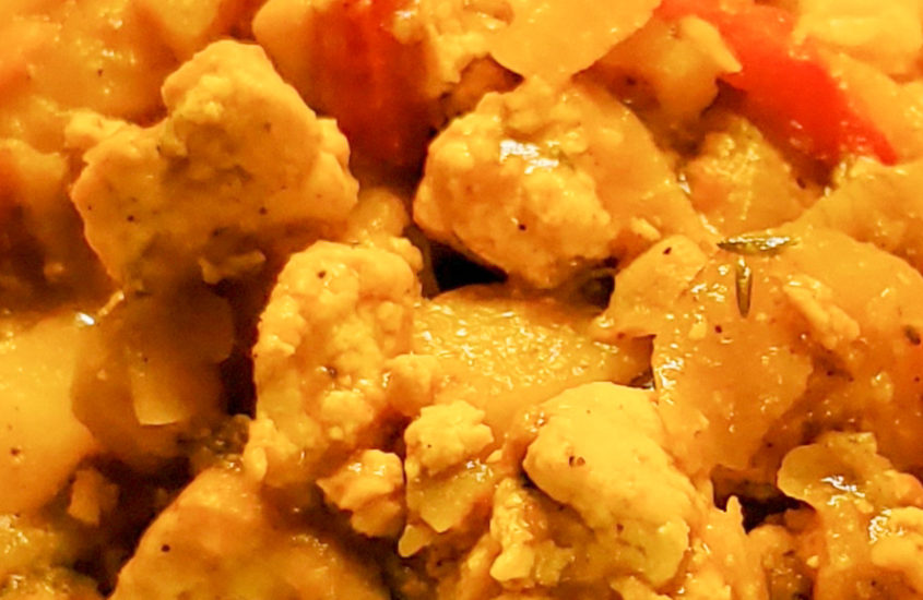Vegan Curry Tofu With Potatoes & Chickpeas