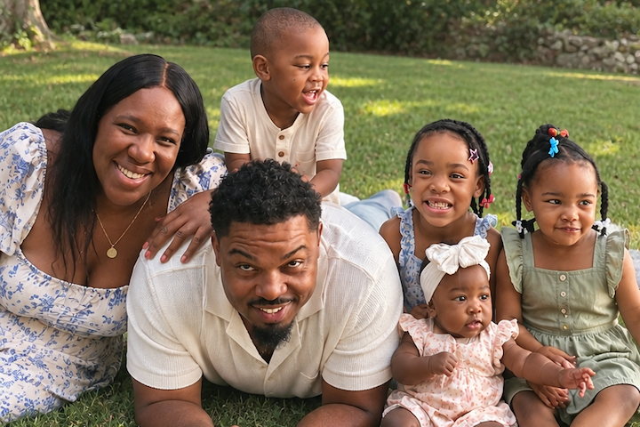 Vanessa Taylor with husband and 4 children
